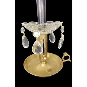 Vintage Cut Glass Bobeche Candle Drip Tray Chandelier 5 Pin Holes 9 Prisms